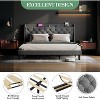 King Upholstered Bed Frame with Storage Shelf & Charging Station, Tufted Headboard, Wood Slats Support, No-Noise, Dark Gray - 4 of 4