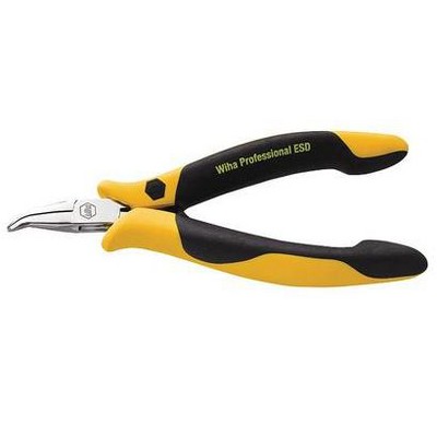 WIHA TOOLS 32744 ESD Bent Needle Nose Plier,4-3/4 in.