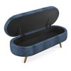 CAVINAS Bench for Bedroom with Cushion, Storage Stool Rubber Wood Legs, Bed Bench with Storage for Bedroom, Living Room, Dark Blue - 2 of 4