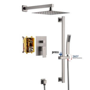 CASAINC 1-Spray Patterns with 10 Inches Wall Mount Dual Shower Heads with Sliding Rod in Spot Resist (Valve Included) - 1 of 4