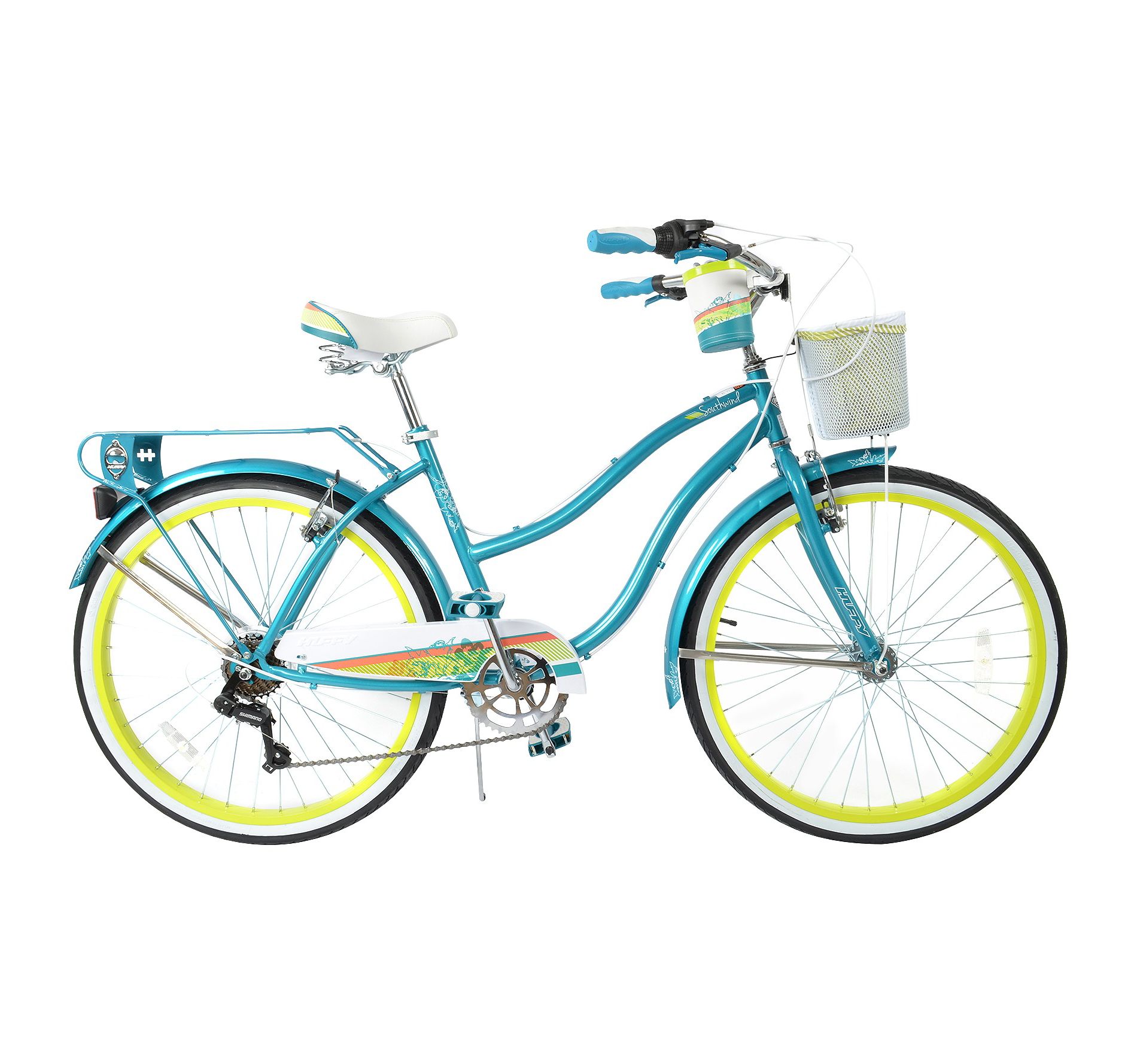 Huffy Southwind Cruiser Bike - 26" Wheels - 7 Speeds - Basket - Teal