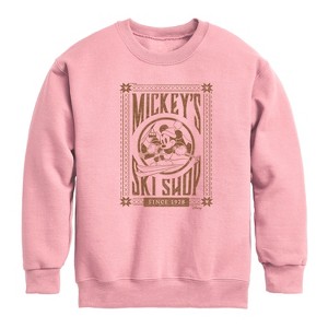 Boys' - Disney - Mickeys Ski Shop Graphic Long Sleeve Fleece Sweatshirt - 1 of 4