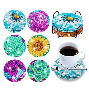 6pcs Diamond Painting Coasters Set for Cup Holder,Professional Flowers Diamond Painting Heat Insulation Craft Supplies DIY Crafts for Adults Kids - 1 of 4