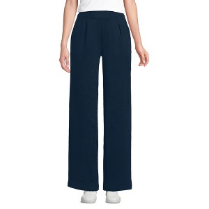 Lands' End Women's Knit High Rise Pleated Wide Leg Pants - 1 of 4