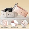 HTUTWOO Floral Engraved Apple Watch Band, Silicone Glossy Wildflower Strap 38/40/41/42/44/45/49mm for iWatch Series 10 9 8 7 6 5 4 3 2 1 SE Ultra - 3 of 4