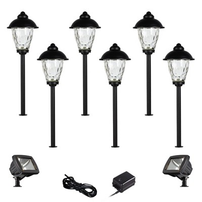 John Timberland Concord Black 10-Piece LED Landscape Path w/ Flood Light Set