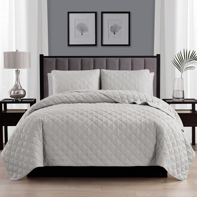 Navy King Reversible Microfiber Diamond Quilt Set