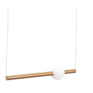 Zuo Modern Adeo Ceiling Lamp in Brass with Frosted Glass 122.2"H x 23.2"W x 3.9"D – Sleek Integrated LED Pendant - 1 of 4