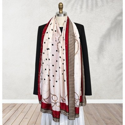 Wrapables Silk Like Satin Polyester Large Scarf Wrap, Dots & Gold Chains - image 4