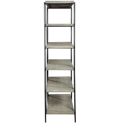 Gray Mango Wood and Iron Open Shelving Unit