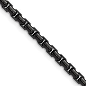 Chisel Stainless Steel Black IP-plated 3.5mm 20" Elongated Round Box Chain Necklace - 1 of 4