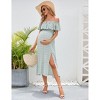 BLUEMING Maternity Sundress Flounce Elastic Neckline Dress Thigh Slit Maxi A-Line Dress - 4 of 4