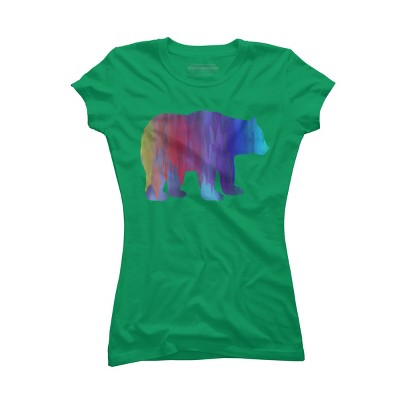 Adult Design By Humans Melting Rainbow Watercolor Bear By Maryedenoa T-Shirt