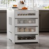 FUFU&GAGA White Kitchen Island with Tempered Glass Top, Multifunctional Storage with 14 Drawers Cabinet,Prep Station - 3 of 4