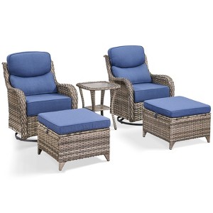 POCASSY Outdoor Swivel Rocker Patio Swivel Chairs Set of 2, 6" Thick Cushions All Weather Gray Wicker Swivel Glider Chairs with High Back for Porch - 1 of 4