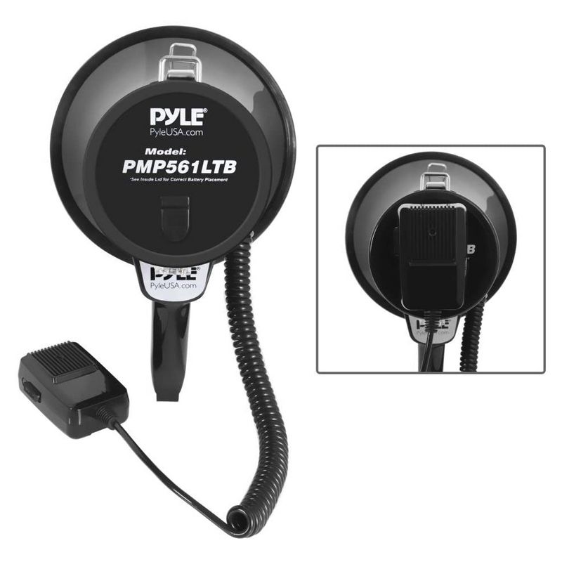 Pyle Portable PA Megaphone Speaker with Built-in Rechargeable Battery, LED Lights, Siren Alarm Mode & Adjustable Volume Control Black, 3 of 7