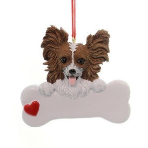 Personalized Ornament 3.25 In Papilon Dog Best Friend Bone Tree Ornaments - 1 of 2