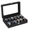 12-Slot Watch Box,  2-Layer PU Display Case Watch Holder Organizer with Large Glass Lid - image 2 of 4