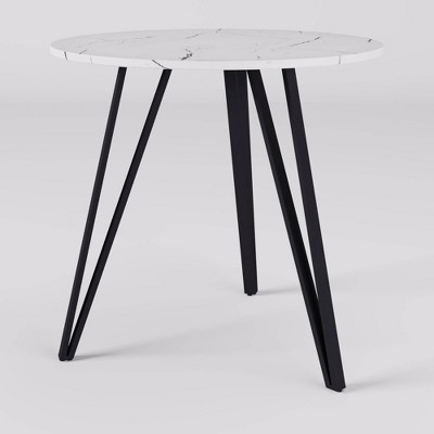 Ezra Contemporary Round Dining Table with Marble & Wood Finish