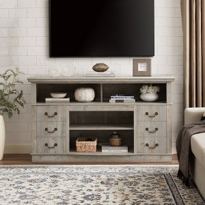 VYNXARIA Traditional Light Gray Farmhouse TV Media Stand with Open and Closed Storage for TVs Up to 65inch - 1 of 4