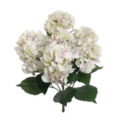Floral Home 20" White Pink Hydrangea Bush - 6-Piece