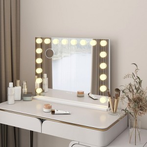 ELECWISH LED Lighted Vanity Mirror with Stand - 3-Color Adjustable, USB Port, Wall Mountable, White - 1 of 4