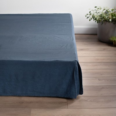 Twin Baltic Blue Cotton Linen Bedskirt with Split Corner