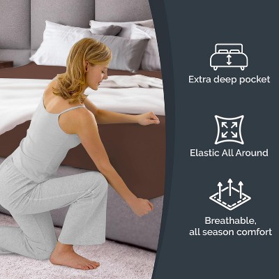 California King Brown Microfiber Deep Pocket Sheet Set