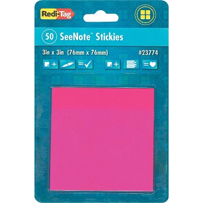 Redi-Tag Sticky Notes 3 x 3 Neon Pink 23774DID