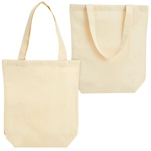 Juvale Set of 24 Bulk Blank Cotton Canvas Tote Bags for Women, DIY, Crafts Projects, Reusable Shopping Bags for Groceries, Cloth Gift Bags, 13x11.5 in - 1 of 4