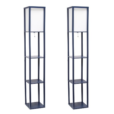 Simple Designs (Set of 2) 62.5" Three Shelf Etagere Organizer Storage Floor Lamps
