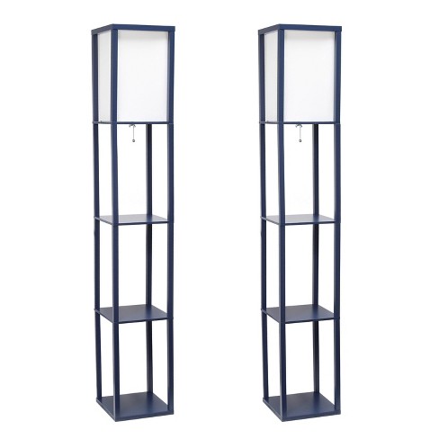 Simple Designs (Set of 2) 62.5" Three Shelf Etagere Organizer Storage Floor Lamps - image 1 of 4