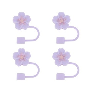 Unique Bargains Begonia Flower Straw Cover Cap 4 Pcs - 1 of 4