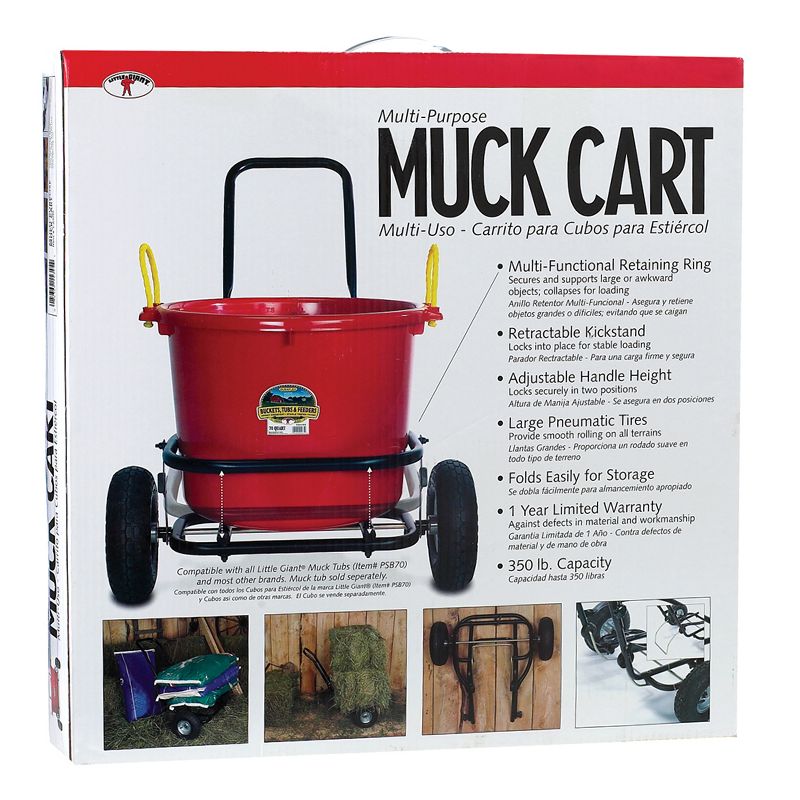 Miller Manufacturing Company CA500 Heavy Duty Multipurpose Muck Cart for 70 Quart Tubs, Black (2 Pack), 4 of 7