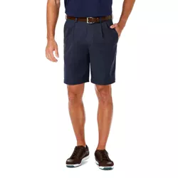 Haggar Men's Cool 18 Pro Regular Fit Pleated Front Short 44 x 9.5" - Navy