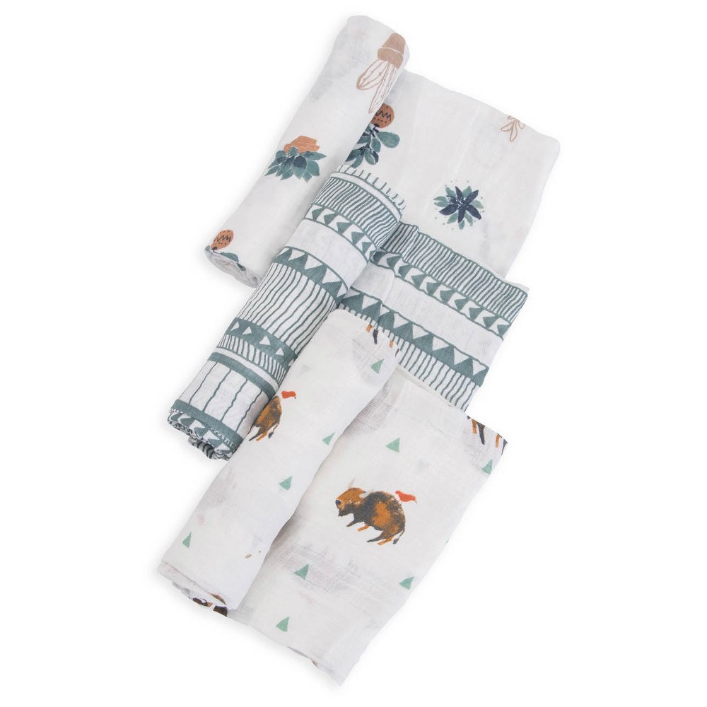 Photos - Children's Bed Linen Little Unicorn Cotton Muslin Swaddle Blanket - Bison - 3pk