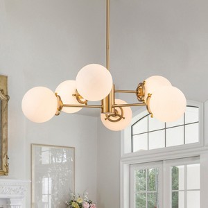 LLHZSY Modern Transitional 6-Light Sputnik Ceilling Chandelier Globe Frosted Glass 30 7/10" Wide Light Fixture for Dining Room-Gold - 1 of 4