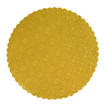 O'Creme Gold Scalloped Corrugated Round Cake Board, 7", Pack of 10