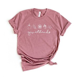 Simply Sage Market Women's Give Thanks Acorn Short Sleeve Graphic Tee - 1 of 2