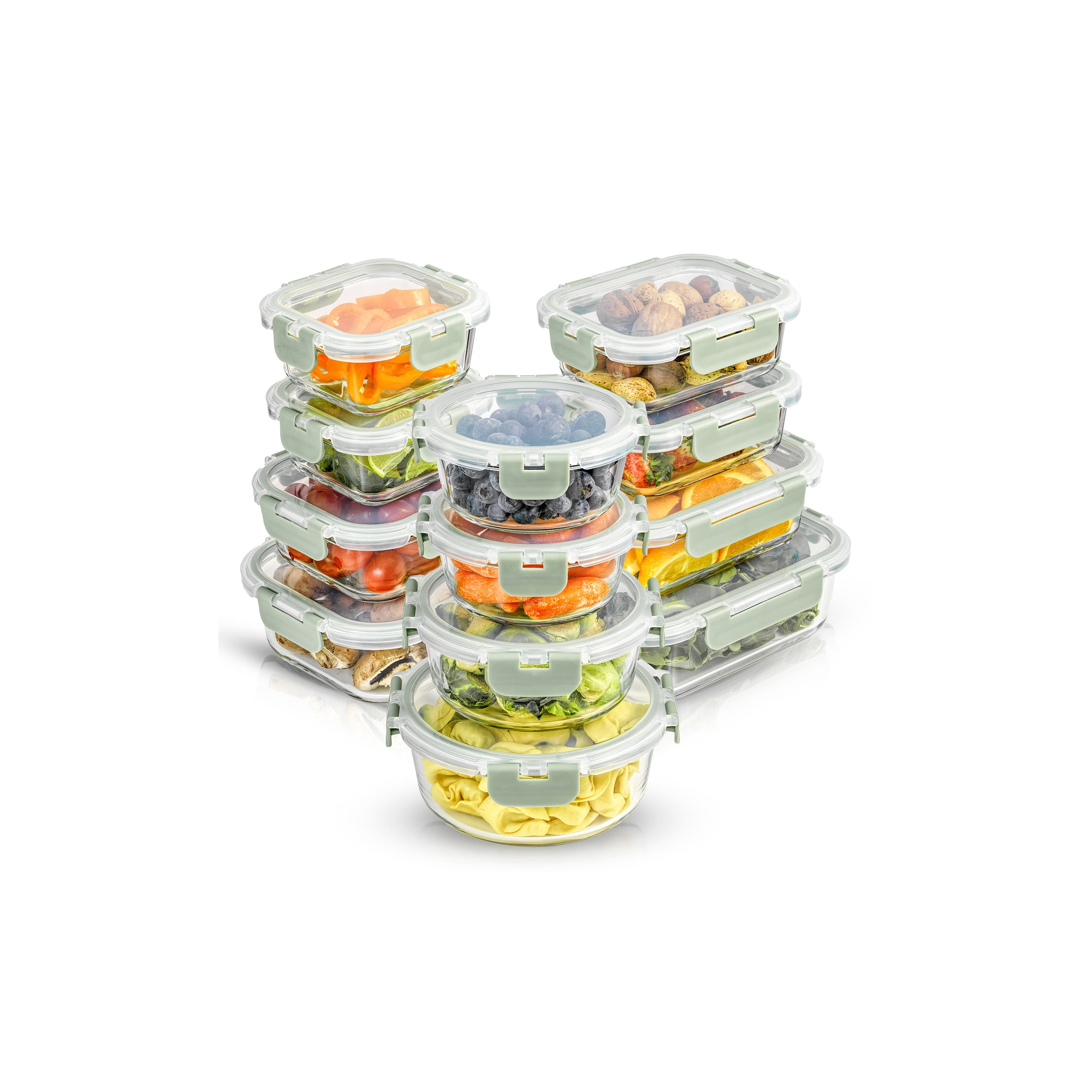 12 Glass Storage Containers (Sage Green)