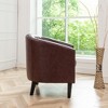 KINWELL PU Leather Tufted Barrel Chair Club Armchair with Nailheads - 4 of 4