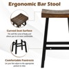 Tangkula Bar Stools Set of 4 29" Bar Height Saddle Stools Bar Dining Chairs with Rubber Wood Frame & Footrest Backless - 2 of 4