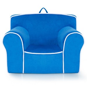 Costway Kids Sofa Toddler Foam Filled Armchair w/ Velvet Fabric Baby Perfect Gift Pink\Blue - 1 of 4