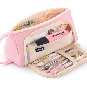 Fmeida Large Capacity Pencil Case Pouch School Supplies, Aesthetic Stationery Pen Case Bag for Girls Women-Khaki - 1 of 4