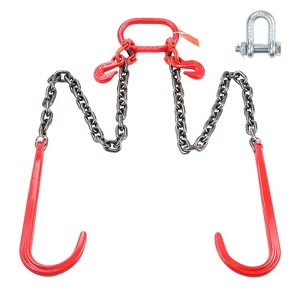 VEVOR G80 V Bridle Chain, 3/8" x 3' Towing Chain Bridle with 15" J Hooks and Grab Hooks, Heavy Duty Transport Tow Chain Bridle with 7800 lbs Safe - 1 of 4