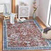 Large Rug 8x10 Vintage Rug Medallion Floral Indoor Carpet Machine Washable with Non-Slip Backing Area Rug for Dining Room Nursery Home Office, Red - 2 of 4