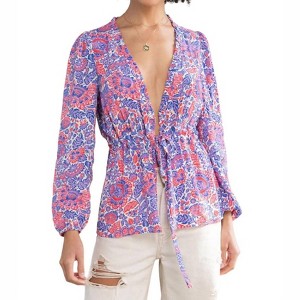 Women's Trendy Floral Print Duster Top - LOVESTITCH - 1 of 4