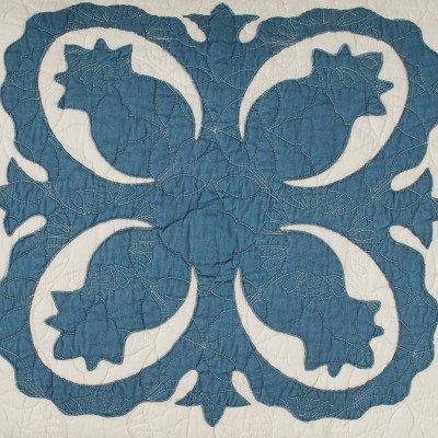 King Size Blue and Beige Embroidered Cotton Sham