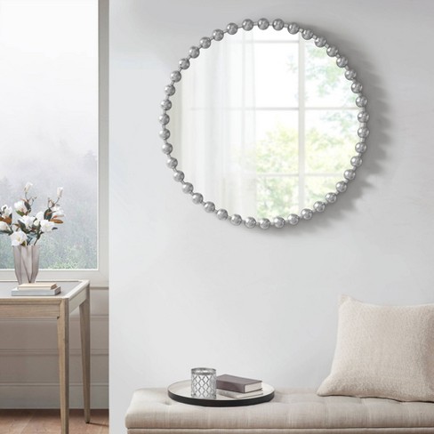 Round Mirror Wall Decor 24 Inches Decorative Wall Mirror with Irregular  Framed and Beveled Edge Mirrors for Wall Silver Large Wall Mirror Frameless