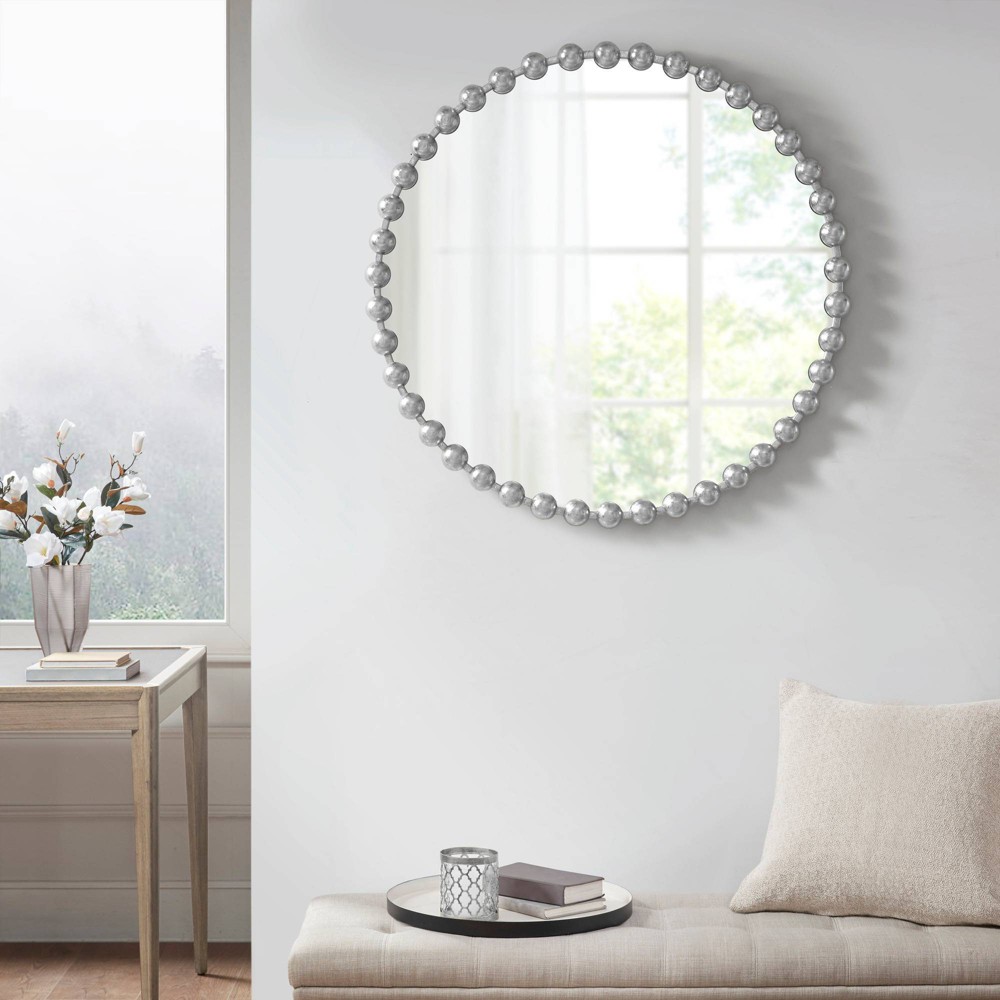 Photos - Wall Mirror 36" Dia Marlowe Round Decorative  Silver